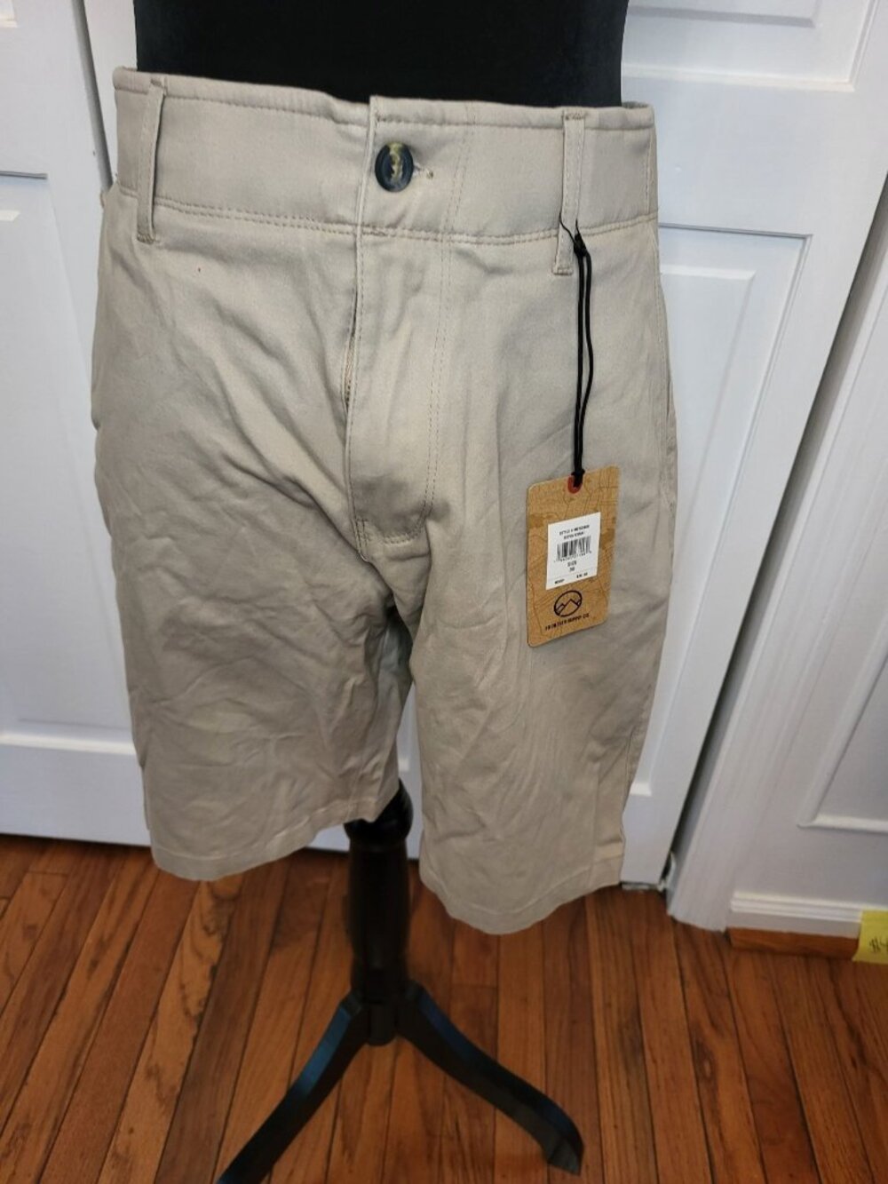 Frontier Supply Co Men Khaki Shorts Flat Front Elastic 30 Waist Preppy Gorpcore